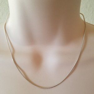 Solid 925 Sterling Silver 1.5mm 16" Snake Chain Spring Lock Clasp Necklace